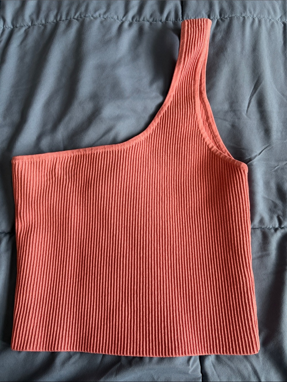 La Hearts Coral One-Shoulder Ribbed Tank Dress